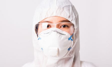 A hospital clinician wearing PPE